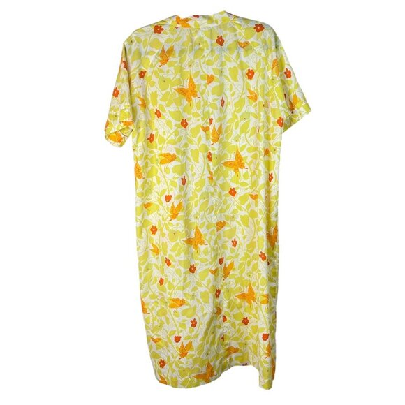 Vtg Cottagecore Nap Dress Yellow Orange Floral Butterfly House Dress Handmade - Picture 2 of 5